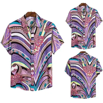 

2020 Men Shirt Summer Style Palm Tree Print Beach Hawaiian Shirt Men Casual Short Sleeve Hawaii Shirt Chemise Homme Asian Size