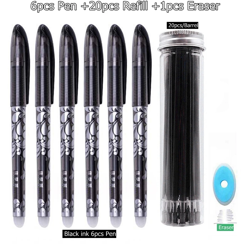 M-27pc-Set-Black ink 27 шт./компл. со стирающимися чернилами гелевая ручка синие чернила 0,5 мм моющиеся ручка милые ручки пополнения стержни для школы ручка пишущие инструменты симпатичные канцелярские принадлежности - Цвет: M-27pc-Set-Black ink