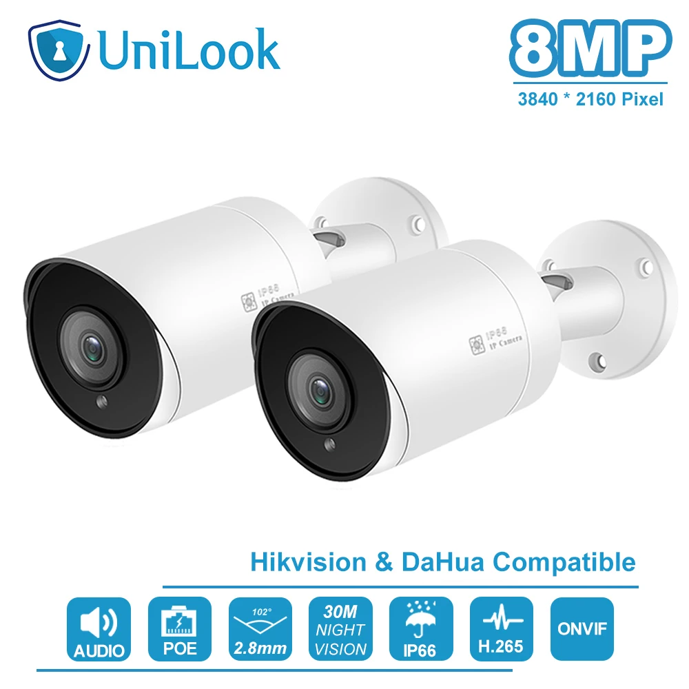 Hikvision OEM 4K 8CH NVR HD POE сети видео Системы 8MP H.265 NVR с 4/6/8 шт. 8MP всепогодный IP Камера с 1 ТБ/2 T/4 ТБ HDD - Цвет: Only 2 Cameras