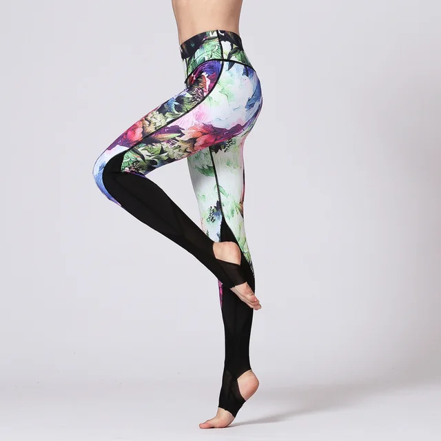 Women High Waisted Yoga Pants Sports Fitness Gym Leggings Printing Tights Running Athletic Female Stretchy Skinny Scrunch Butt HK45