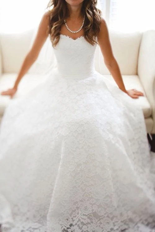 

Simple Design Sweetheart Floor Length A-Line Lace Bridal Gown Custom Size 2018 vestido de noiva mother of the bride dresses