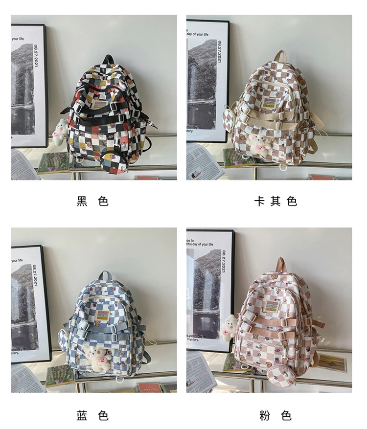 Nwe Fashion Stitching Contrast Color Women's Backpack Large Capacity Travel Backpack Suitable For Young Students Cute Schoolbag