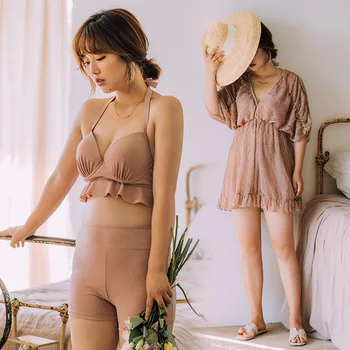 

Women High Waist Bikini Set Swimwear Push Up Bathing Suit with Cover Up Summer Sexy Swimsuit Biquinis Plus Size Holiday Wear