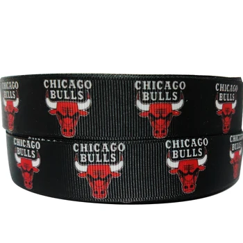 

Chicago Printed Ribbon Black Grosgrain Webbing Cintas 22mm 7/8'' inch Basketball Cheer up Headband Bows Accessory Sport Craft
