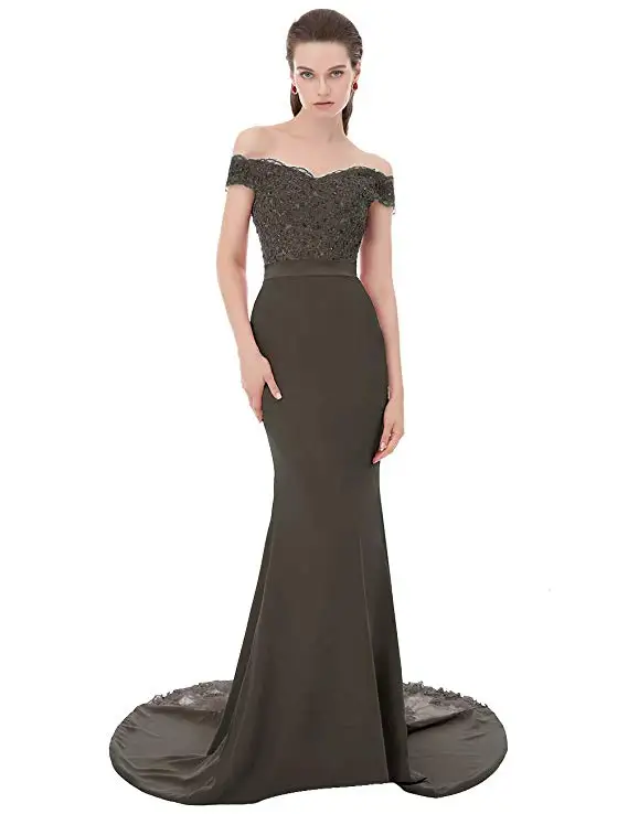 VKBRIDAL Robe De Soiree Красное длинное вечернее платье Русалка Вечерние элегантные Vestido de Festa Longo вечернее платье для выпускного вечера - Цвет: dark grey