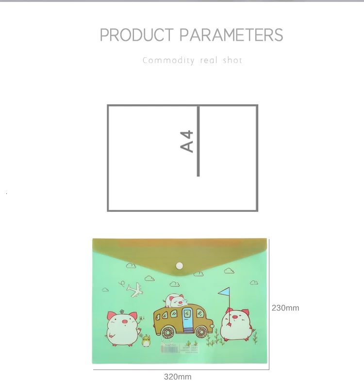 JIANWU A4 Cute cartoon PP Creative Document Bag School students file bag Bill Bag kawaii Office Supplies