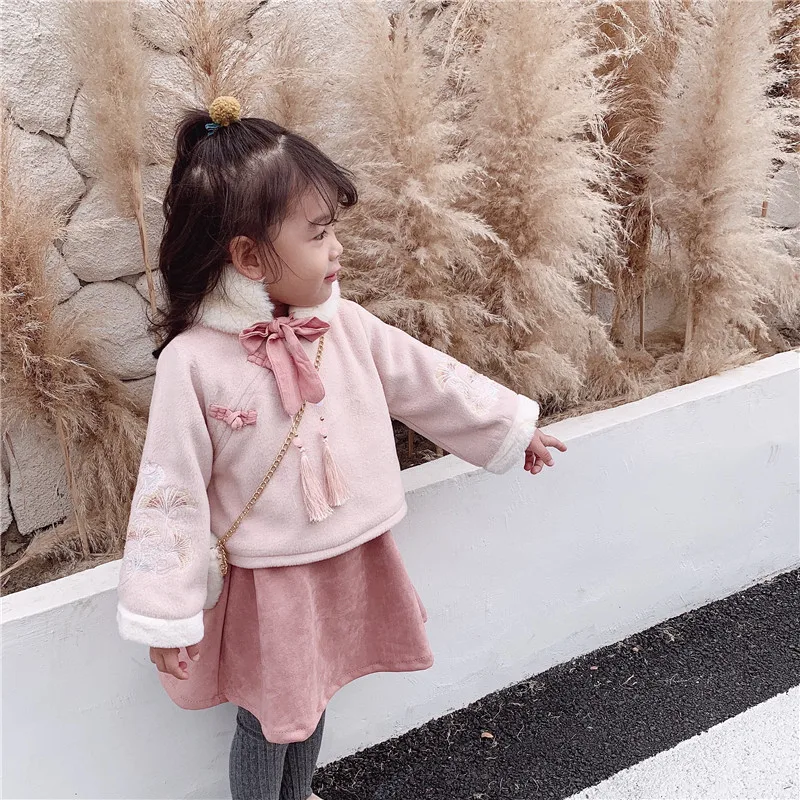 

You you mao mi 2019 Winter New Style Year-Style Festive Cute Soft Pink Chinese Costume Playful Ladies' CHILDREN'S Suit