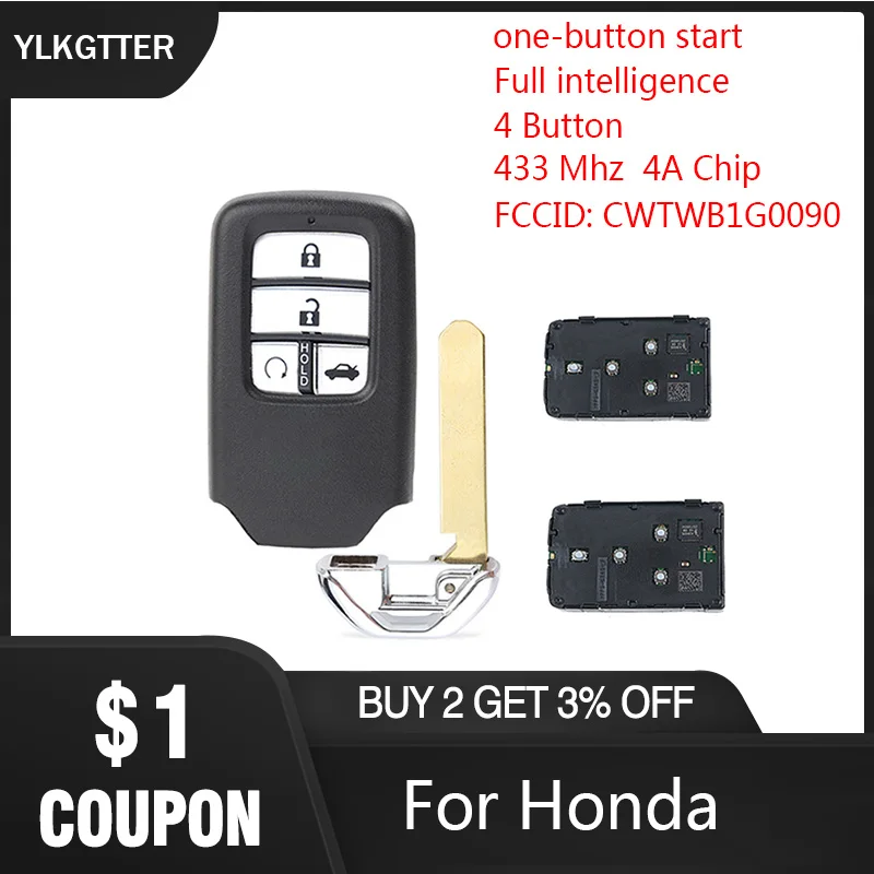 4 кнопки один ключ старт полный смарт пульт дистанционного ключа для Honda Civic 2014 2015