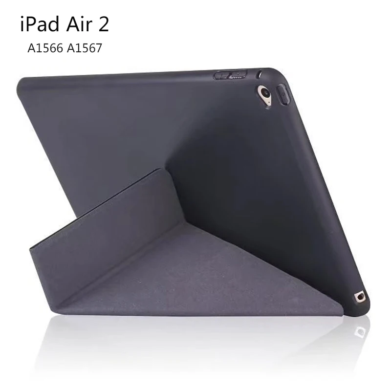 Для iPad Air 1 2 умный чехол 5 форм Стенд Ультра тонкий из искусственной кожи Силиконовый мягкий чехол для iPad 5 6 Авто Режим сна/Пробуждение HY004 - Цвет: Black-Air2
