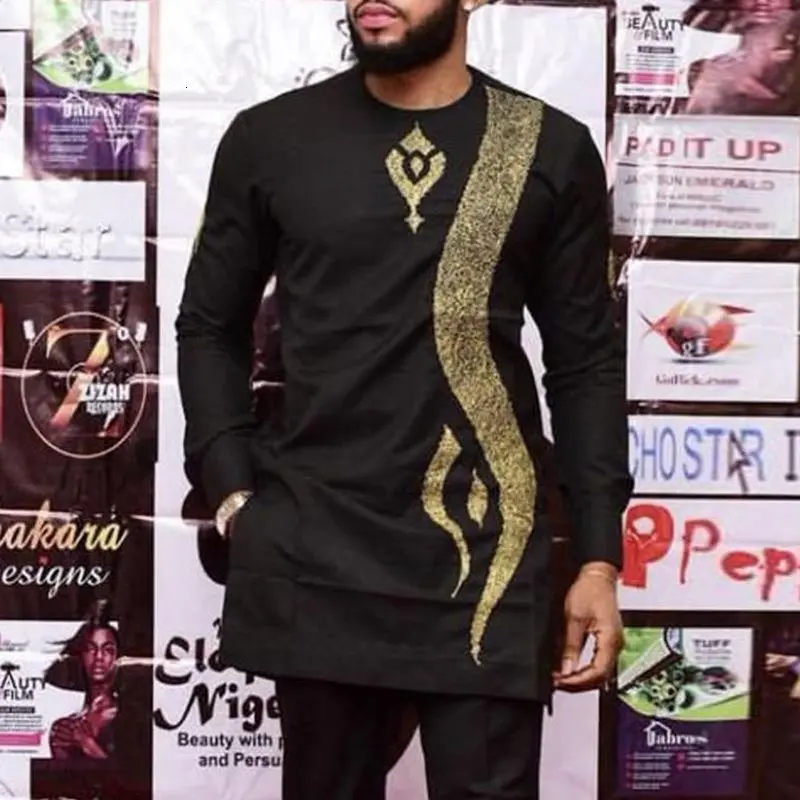 

Africa Clothing African Dashiki Traditional Casual Maxi Man Long Shirt Men 2019 Riche Ethnic Printed Long African Shirt Fall Aut