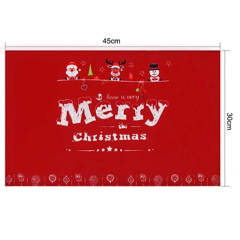 

6 Pcs 45*30cm Merry Christmas Placemats Non-Slip Place Mats Washable Table red Xmas Mats