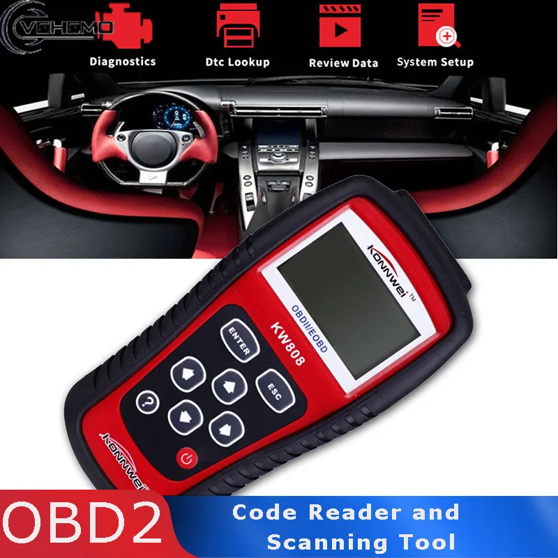 

Vehemo For KONNWEI KW808 OBD2 MIL Reset Code Reader Tool Car Diagnostic Scanner Clear Errror Code Automotive Fault Engine