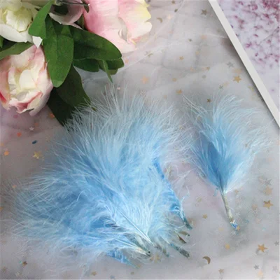 sky blue 50pcs 4-7 дюймов 10-16 см перья индейки Марабу пышное свадебное платье DIY ювелирные украшения декоративные аксессуары перья 50 шт - Цвет: sky blue 50pcs