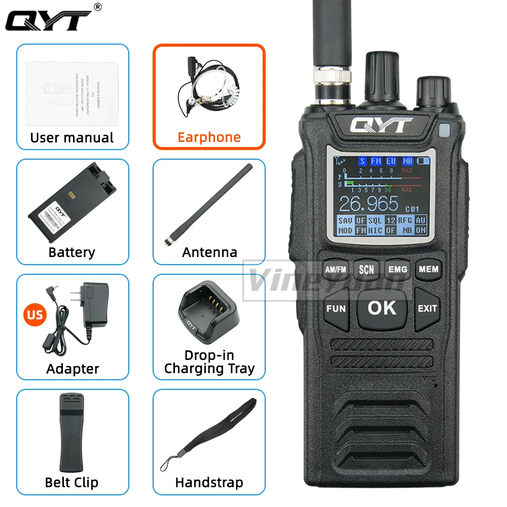 long distance walkie talkie NEW QYT 27MHz CB-58 Radio Standard Handheld 40 Channel  AM/FM CB Radio(4W Handheld Walkie Talkie) 26.965-27.405MHz walkie talkies for adults Walkie Talkie