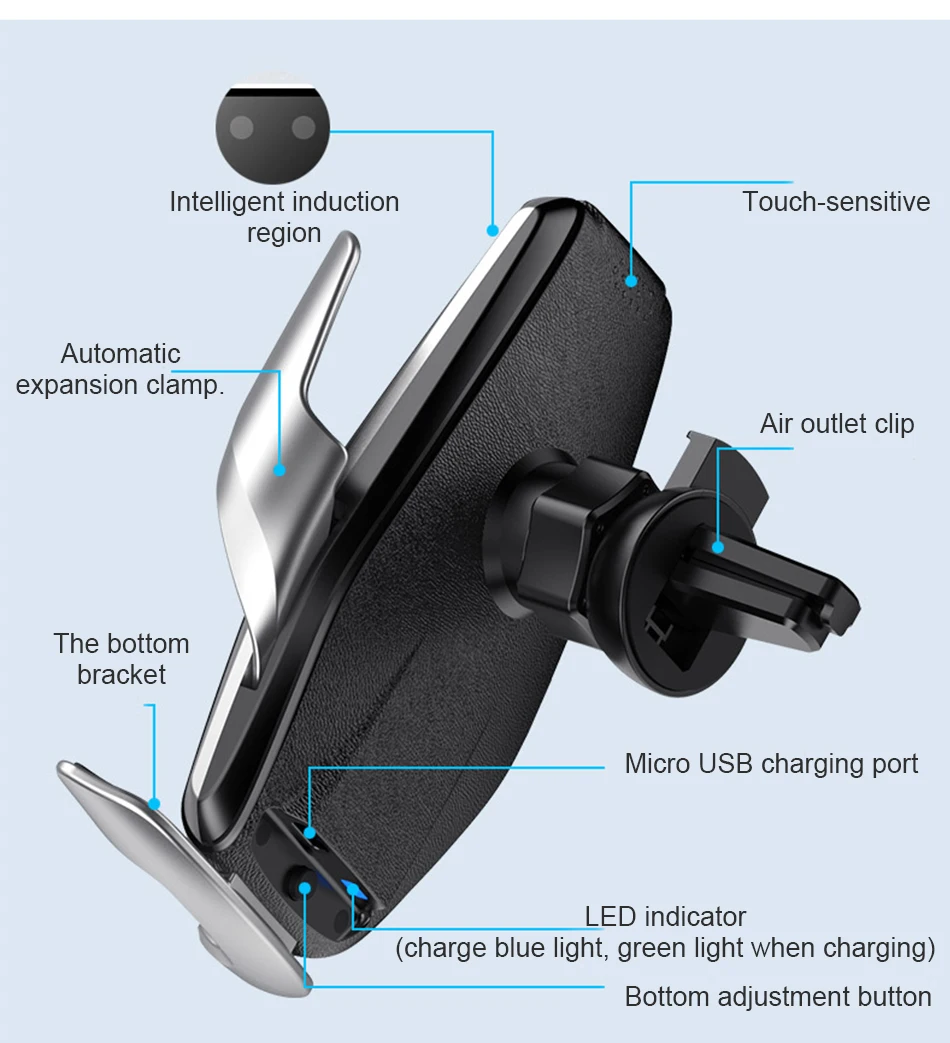 Wireless Charging Car Phone Holder S7 Automatic Clamping Phone Charger Bracket Fast Charging For IPhone Xiaomi Huawei Other