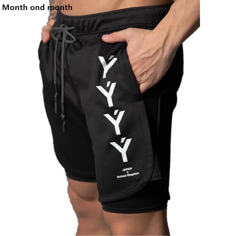

Shorts 2020LYFT Double-Deck Men's Mesh Shorts Casual Gym Sport Running Pants Fitness Bodybuilding Workout Men Gym Joggers Shorts