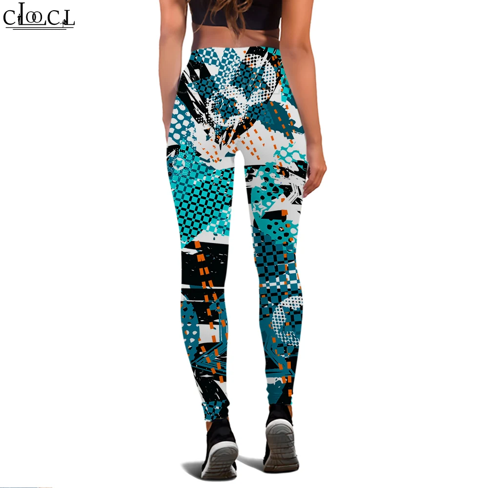 Cloocl Women Leggings Colorful Graffiti Stripes Pattern Printed High