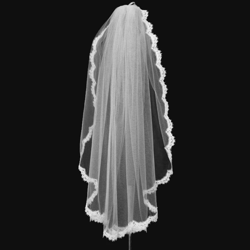 Women-Wedding-Accessories-White-Lace-Veil-1-Layers-Tulle-Ribbon-Edge-Bridal-Veils (3)