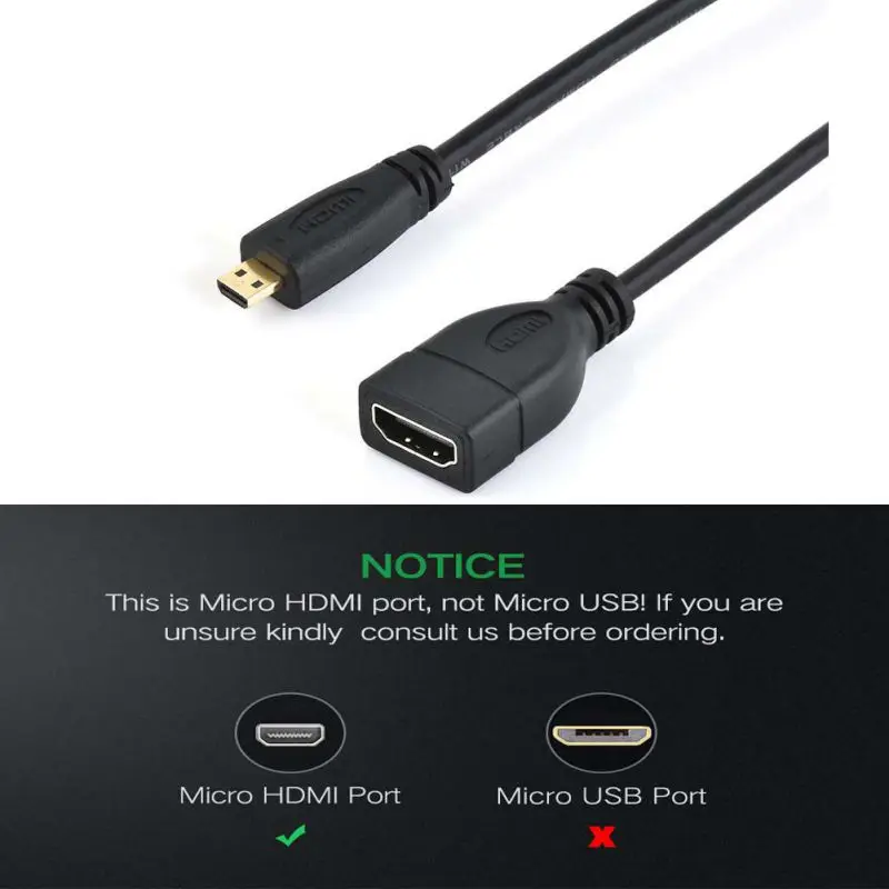 Штекер и гнездового разъема HDMI Кабель-адаптер Позолоченный разъем шнур-переходник Micro HDMI