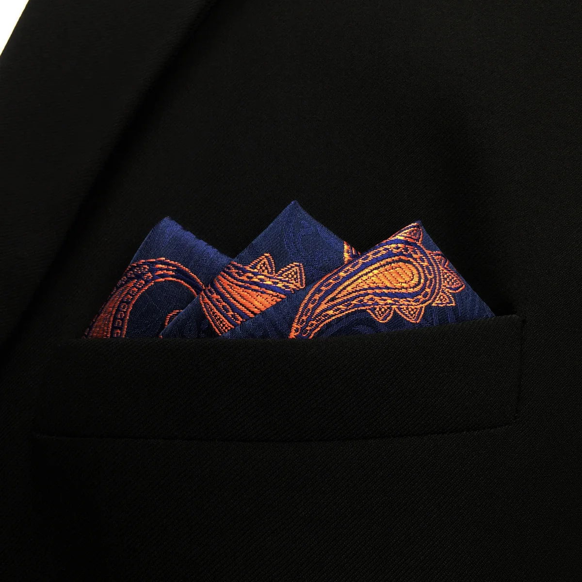 Мужской карманный квадратный платок темно синего оранжевого желтого