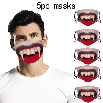 

Male Women 3d Funny Printing Printed Pollution Spatter Face 5pc Masks Shield Face Mask Mondkapjes Wasbaar Masque De Protection