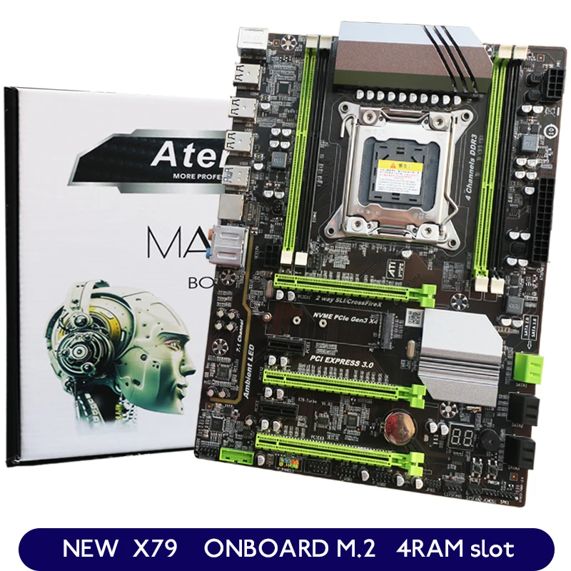 Atermiter X79 Turbo материнская плата LGA2011 ATX USB3.0 SATA3 PCI-E NVME M.2 SSD поддержка памяти REG ECC и процессор Xeon E5
