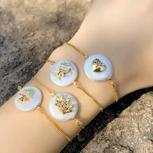 Радужные цвета CZ Золотая Любовь Корона Циркон жемчуг тянуть браслет цветные ювелирные изделия для женщин девушка Шарм браслет для женщин Рождество