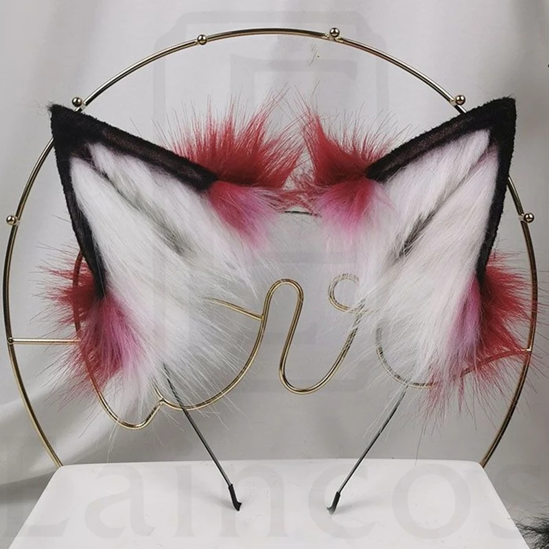 Новый Красный Волк крови лиса аниме зверь уши Hairhoop хвост Hand-Made лента для волос в