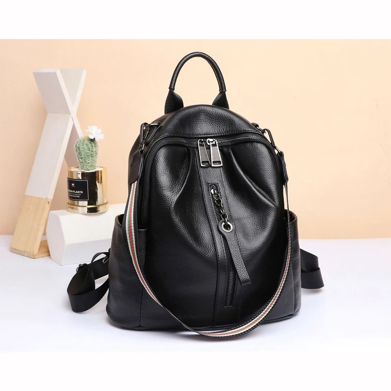 32*31*16cm, Everyday use, A4 Holder, Women Genuine Leather Backpack, Female Natural Cowhide School Shoulder Bag, A483