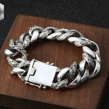 S925 Стерлинговое Серебро модный властный преувеличенный мужской браслет Корейская личность дикий тайский серебряный толстый браслет ювелирные изделия