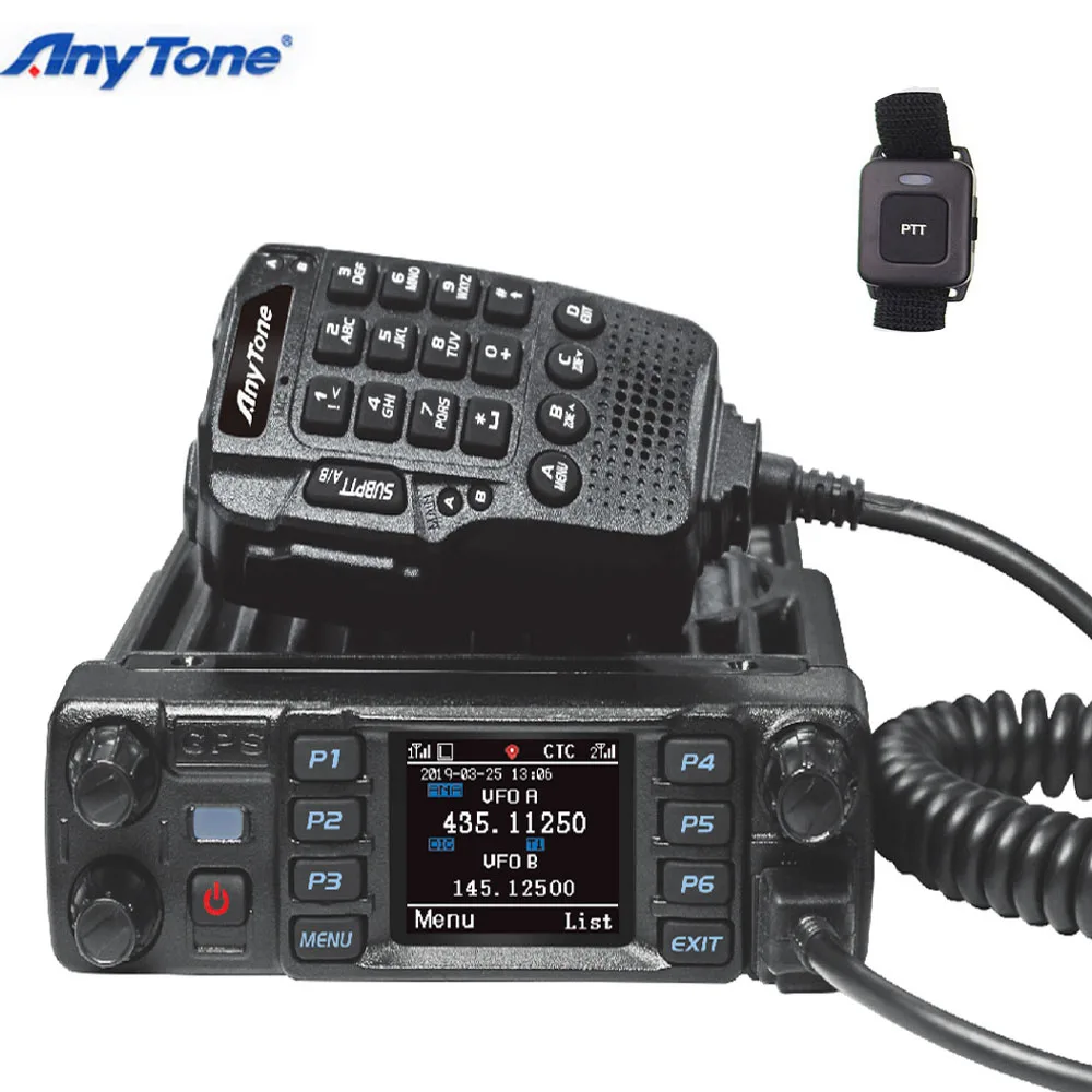 Автомобильный радиоприемник Anytone аналоговый ДМР УВЧ/УКВ 4000 каналов с GPS APRS Bluetooth
