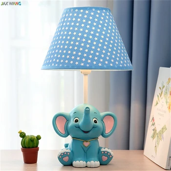 

JW_Pastoral Nordic American Style Creative Bedroom Bedside Table Lamps Children 's Table Lights Cartoon Little Elephant Lighting