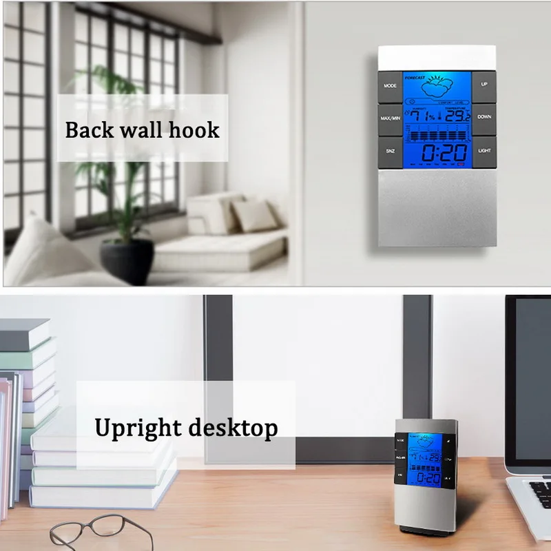 Метеостанция juneday с термометром гигрометром часами монитором температуры и