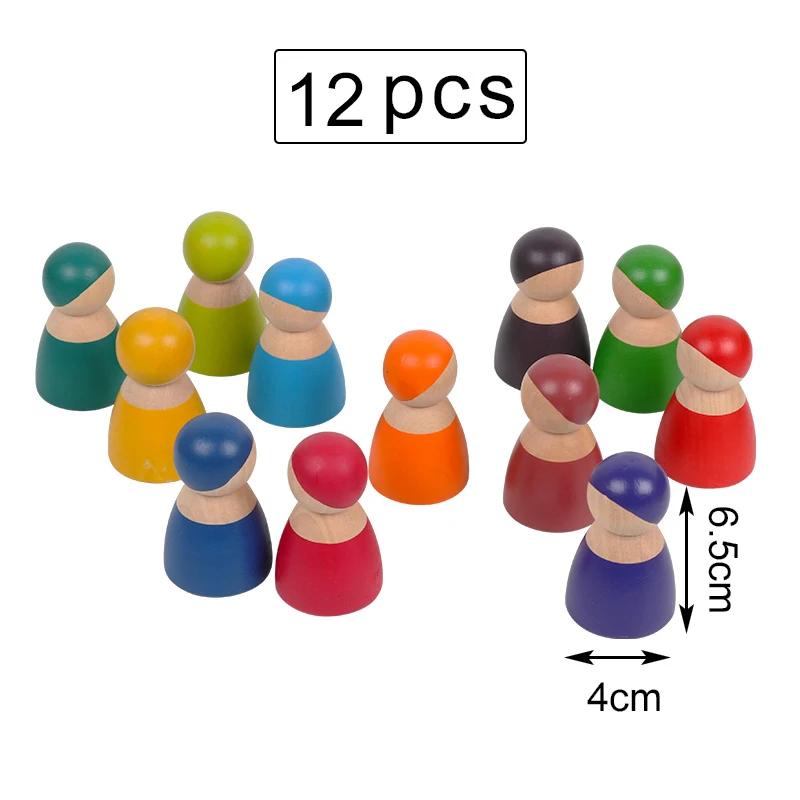 Детские игрушки большой Радужный штабелер деревянные игрушки для детей креативные радужные строительные блоки Монтессори Развивающие игрушки для детей - Цвет: 12-Little man