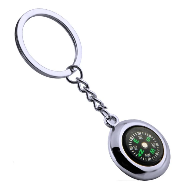 Black Lightweight Mini Outdoor Camping Survival Thermometer Compass Key  Chain