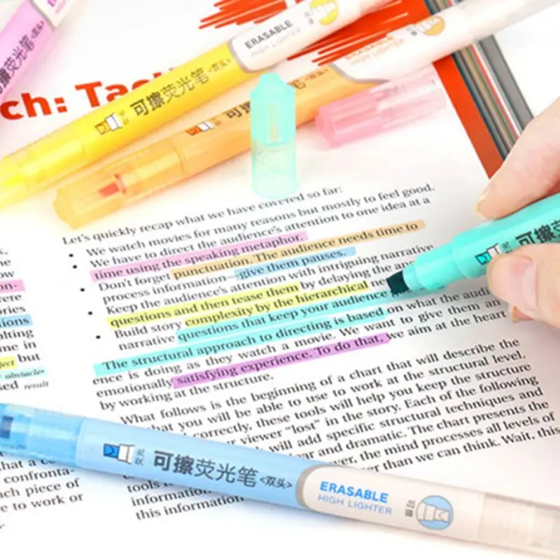 6 шт двойной головкой стираемый маркер ручка маркер пастельный Жидкий Мел флуоресцентный карандаш для рисования канцелярские принадлежности