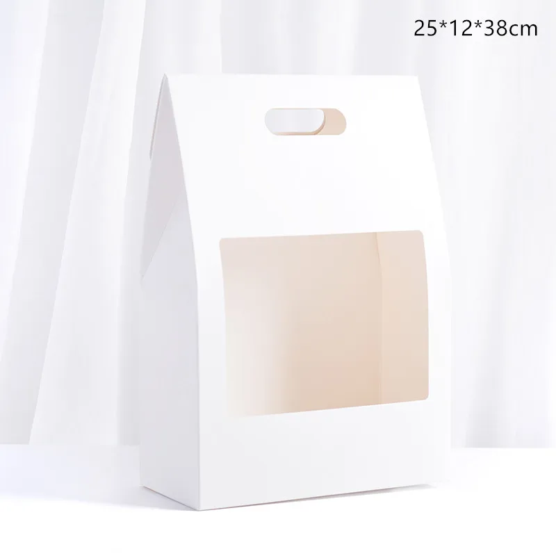 5 шт. портативный окно коробка 25*12*38 см водонепроницаемый крафт бумага складной платок цветок мешок подарочная коробка - Цвет: White