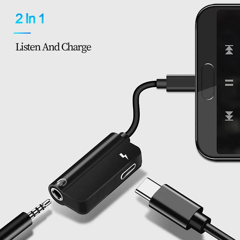 2 в 1 переходник для наушников с разъемом типа C на 3 5 мм Huawei P30 P20 Mate 20 Pro Xiaomi 6 USB