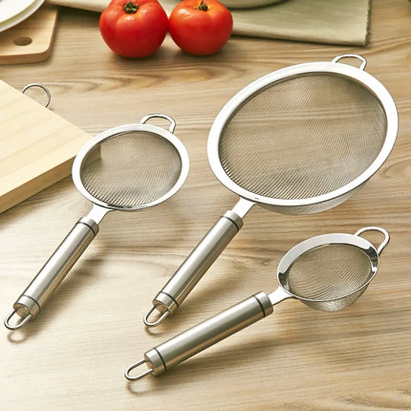 

Steel Sifter Multifunction Mesh Wire Filter Wide Mouth Handheld Kitchen Flour Tea Oil Strainer Colander Sieve Filter accessories