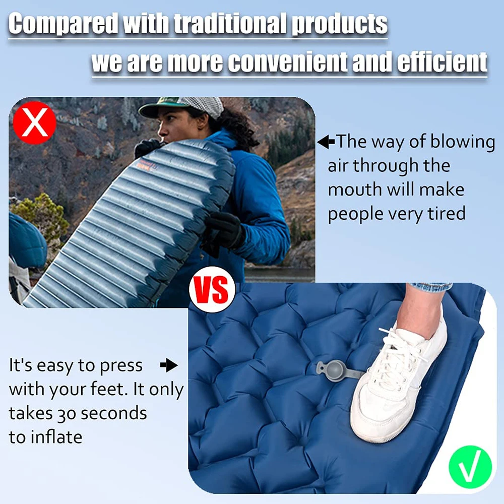 ONLIVING Camping Sleeping Mat Self Inflatable Mattress in Tent Camping Bed Ultralight Camping Air Mattress Sleeping Pad Hiking 2