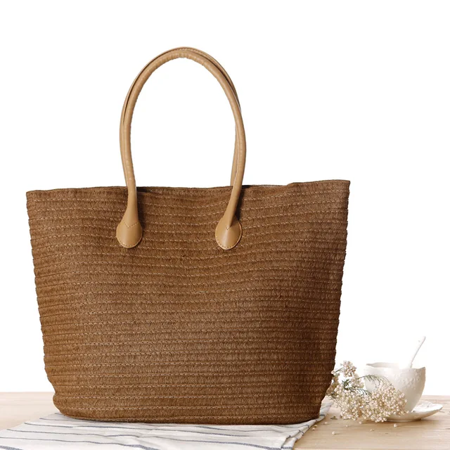 European style straw bag shoulder bag fashion simple travel beach woven women bag 5