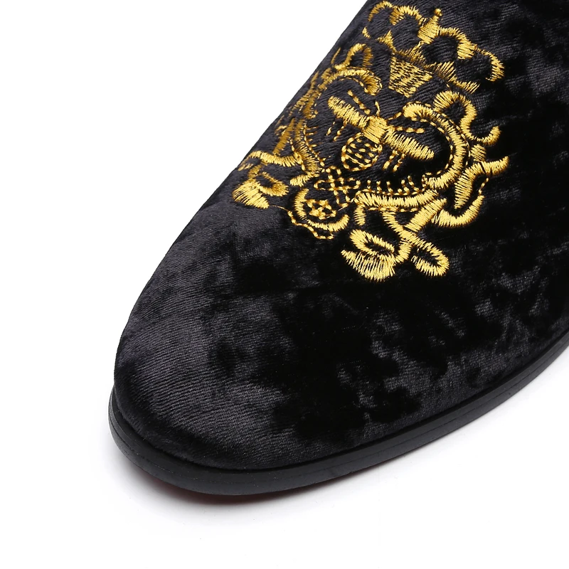 Men's Suede Soft Penny Loafers Embroidered Design Flat Slip-On Formal Men's Velvet Loafer Dress Shoes Size 6~13 chaussure homme