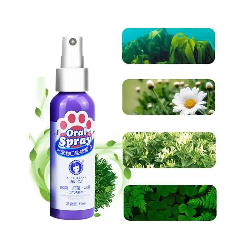 60ml pet breath freshener spray non-toxic dog teeth cleaner
