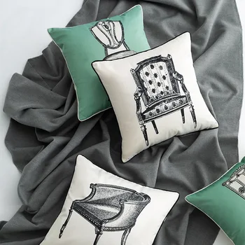 

Luxury Imitation Silk Modern Chinese Printing Pillowcase Home Decoration Accessories Cojines Decorativos Para Sofa