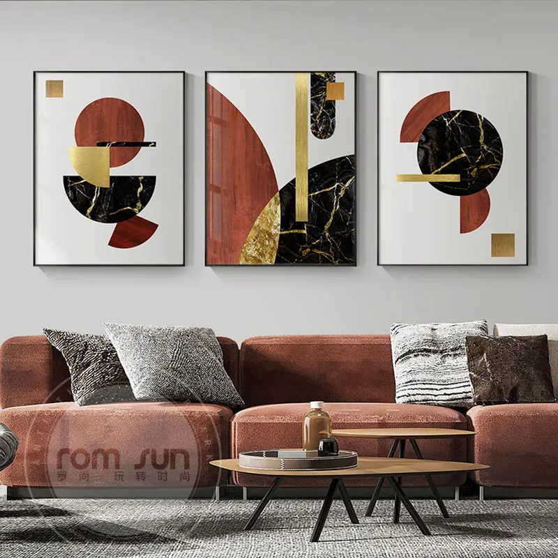 

Modern Geometric Wall Art Canvas Painting Abstract Gold Foil Line Art Poster Print Wall Decoration Picture for Living Room Decor