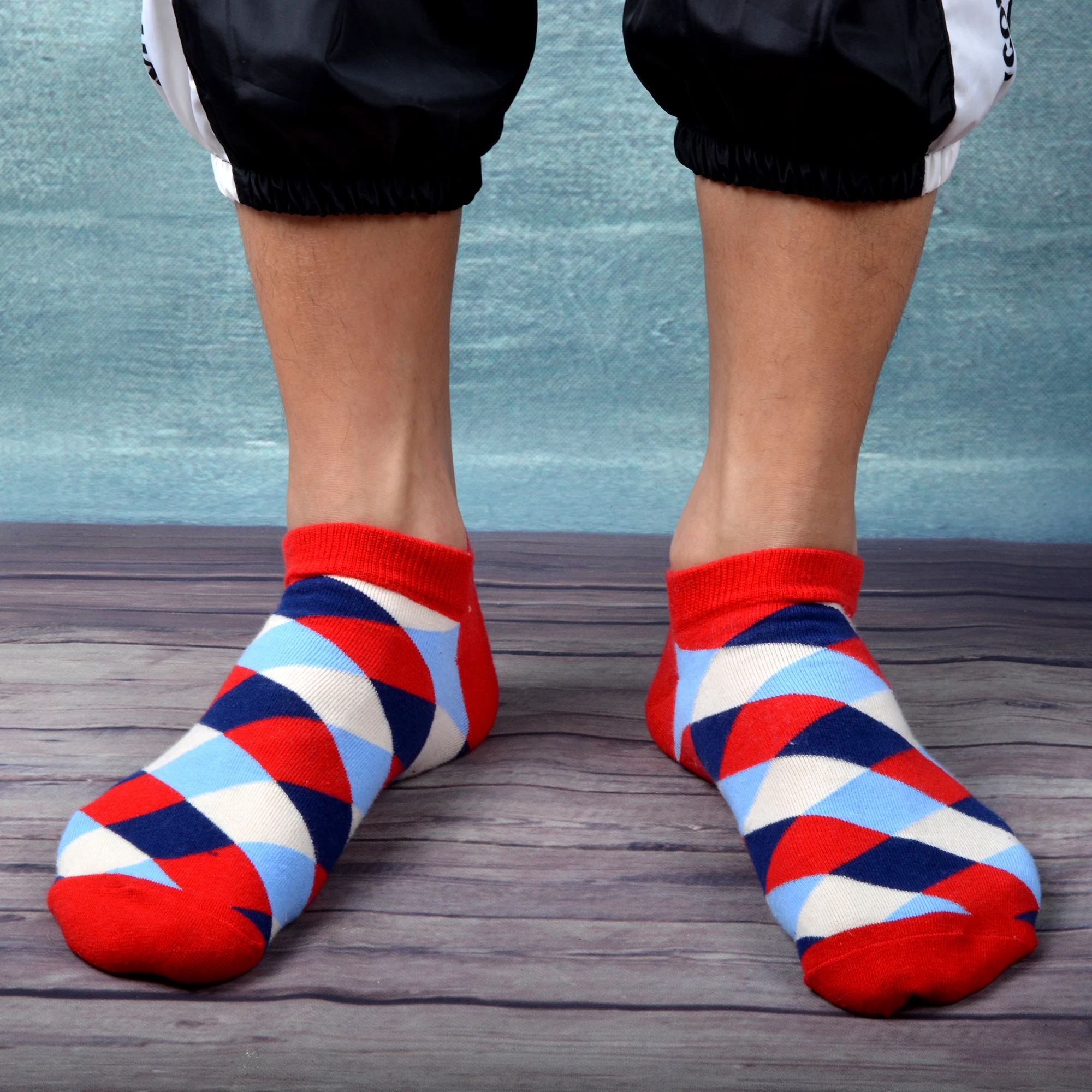 SANZETTI 12 Pairs/Lot Men's Casual Summer Ankle Socks Colorful Happy Funny Combed Cotton Short Socks Wedding Party Dress Socks