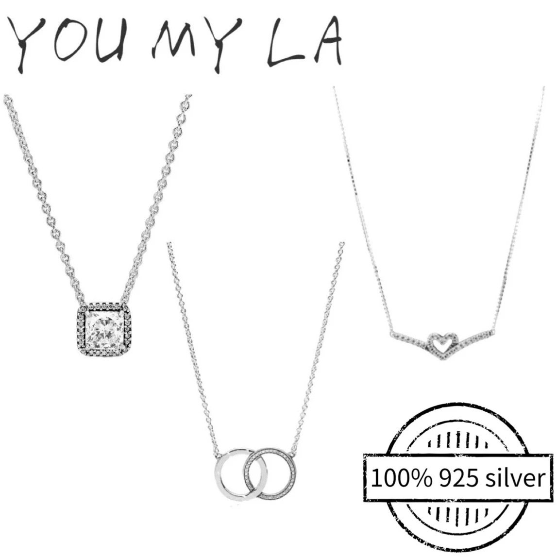 100% 925 Sterling Silver Pando Necklace Pendant Chain for Women Fashion Classic DIY Jewelry Gift