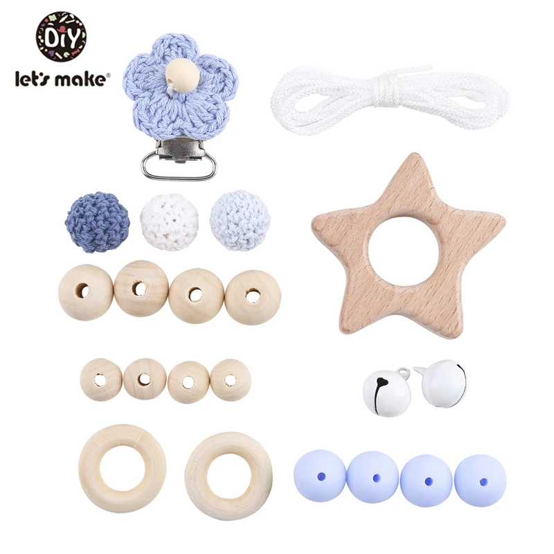 Let's make baby products буковое дерево силиконовый Прорезыватель 1 Набор крючком цветок