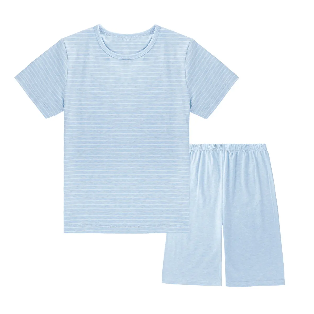 Women Sky Blue and Black Pure Cotton Striped Night Suit Pyjama Set