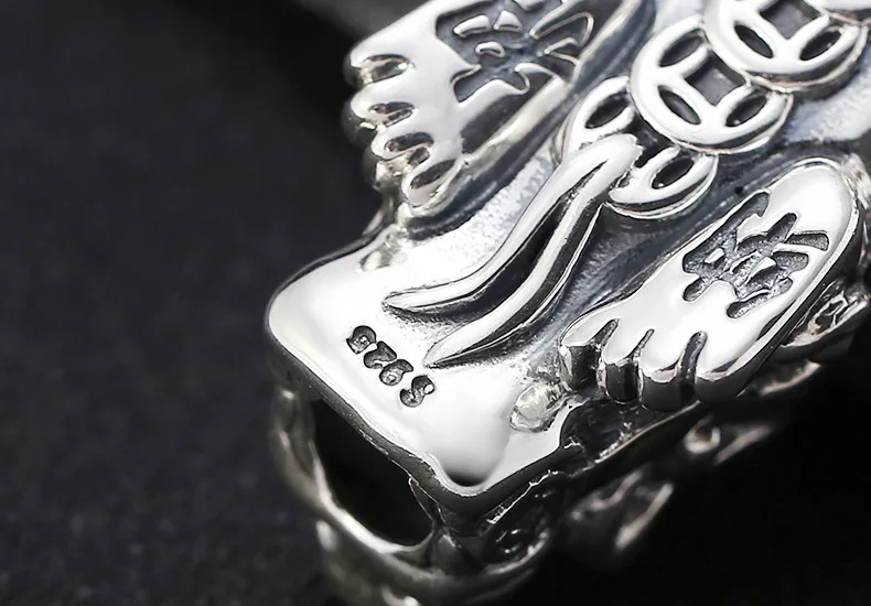 925 серебряные бусины Pixiu, винтажное Стерлинговое Серебро, бусины Fengshui Beast, богатство пиксиу, бусины мощные для богатства